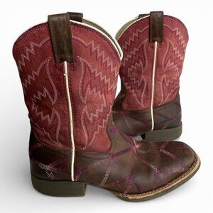 Ariat Twisted Tycoon Youth Leather Cowboy Boots Brown Pink Kids Girls 3